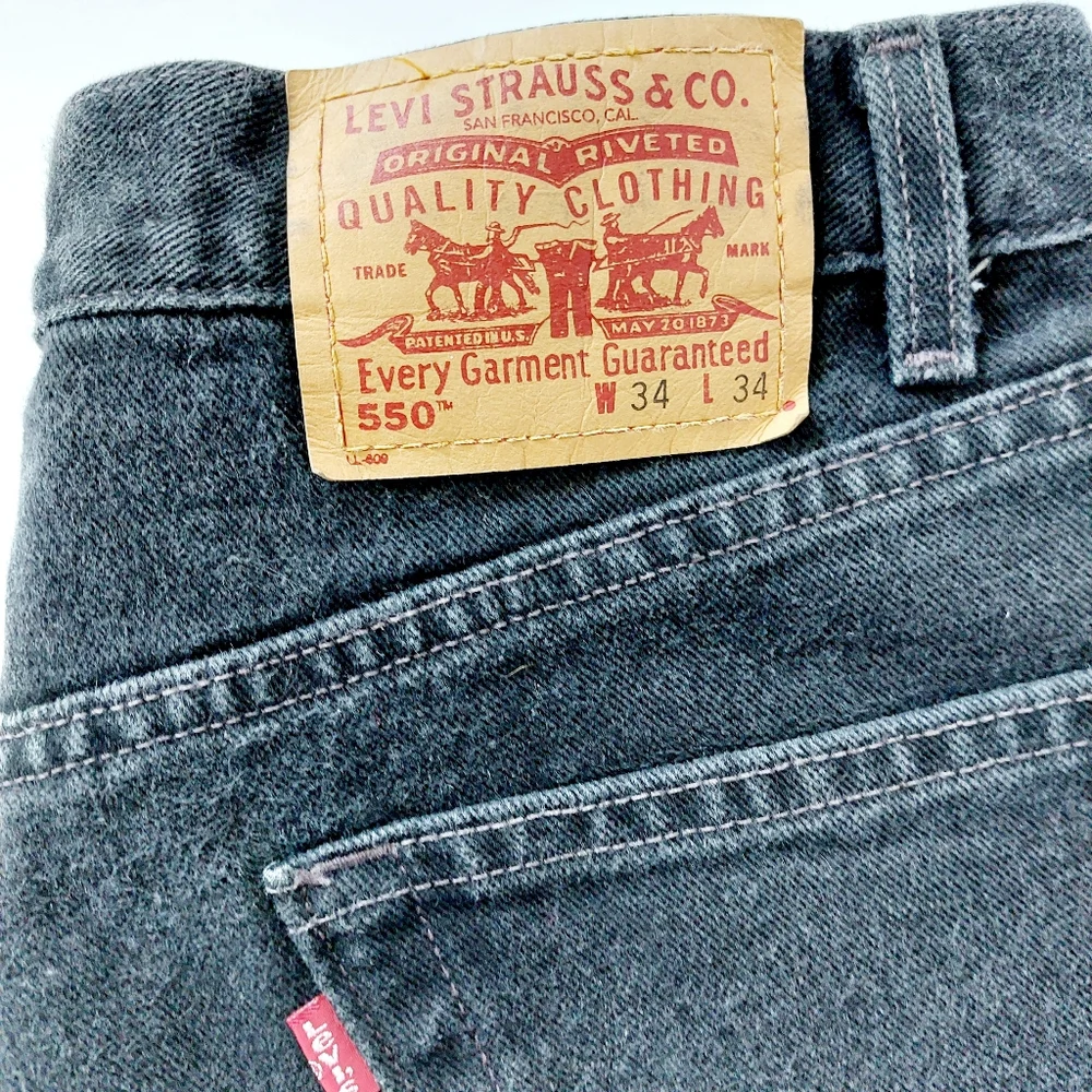 Vintage Black Denim Levi 550 Jeans 34x34‎ Relaxed Fit Slight Taper Leg y2k
